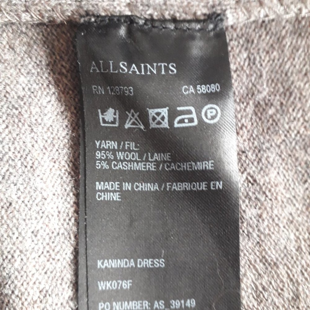 ALL SAINTS - Camel Brown Tunic Turtleneck KANINDA Dress Top with Zippered Sides - Picture 9 of 15